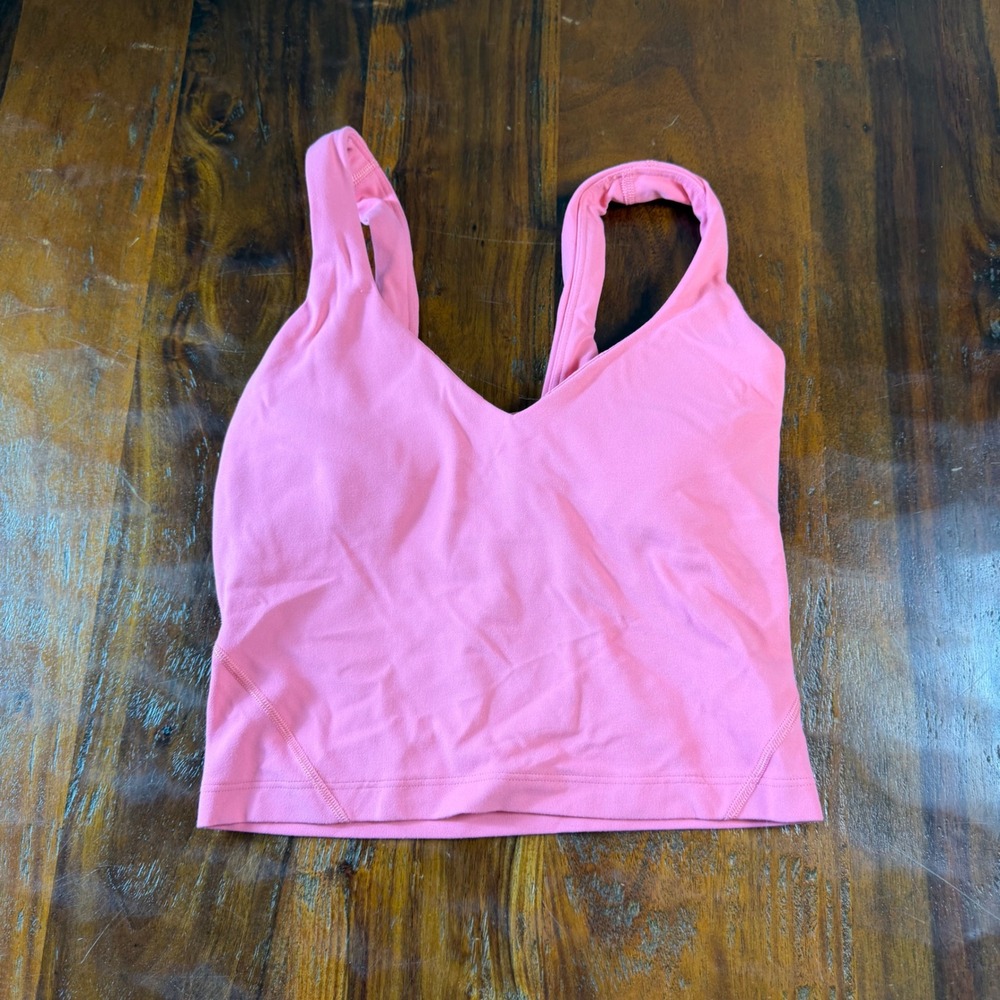 Lululemon Align Tank Top Pink Nulu Cropped Yoga Bra LW1DUDS Size 0